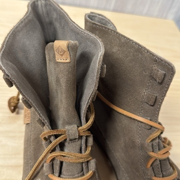 Sperry Top Sider Coil Hook Suede Ankle Boots Taupe Women 7.5 - Picture 6 of 9